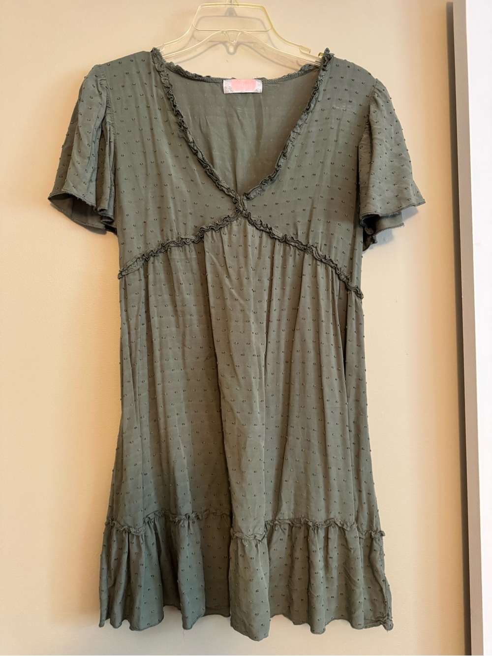 C+D+M Olive Green Dress with Subtle Texture